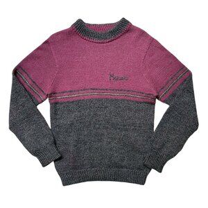 Vintage Homemade Harvard Sweater Colorblock Wool Blend Prep University College.